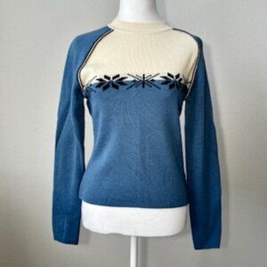 Nils Sportswear wool winter sweater skier nordic snowflake design preppy